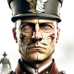 (((fantasy))), portrait, face, close up, long face, town guardsman, white background