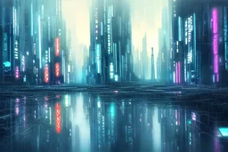 Cyberpunk City near the trees, blade runner influence, sci-fi, impressionism painting