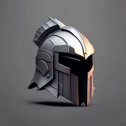 hero knight helmet, detailed, pixel style, plain grey background, contrasting bg, epic cinematic, burnign