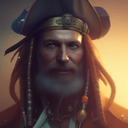 Pirate and parrot , cinematic, 8k, resolution concept art portrait by Greg Rutkowski, Artgerm, WLOP, Alphonse Mucha dynamic lighting hyperdetailed intricately detailed