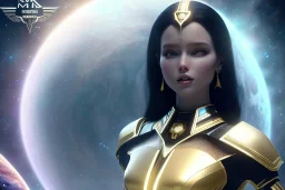  beautiful cosmic woman, long black hair, nice smiling, magic glamour make up, delicate colors, beautiful glamour galactique dress, ultra sharp focus, 8k, unreal engine 5, extremely sharp detail, light effect, soft light atmosphere of a spaceship, smooth, full of details, face in front, complete vision of face and hair and body