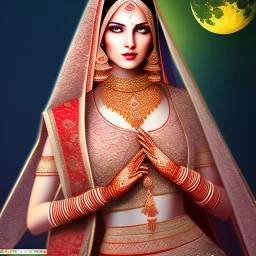 Panjabi beautiful bride on moon