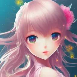 anime girl cute flowers sparkles