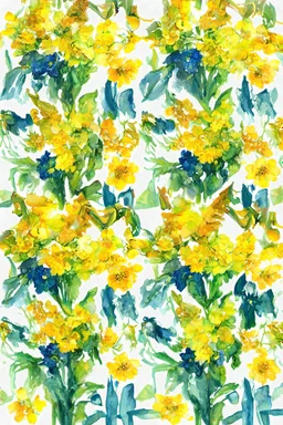 big Lysimachia punctata large flower seamless pattern watercolor wet and wet