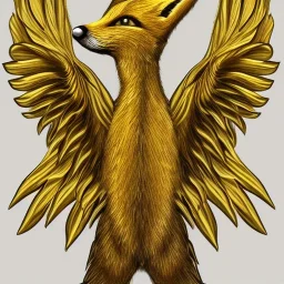 Gold Fox with five tails and wings