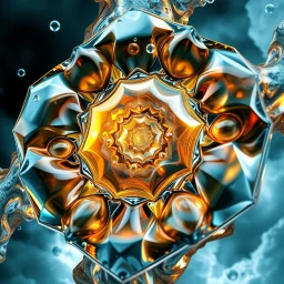 Dynamic hypnotic fractal 3D structures hexogonal Symmetry twisting and morphing between organic and geometric forms , smooth translucent iridescent glass with inner glow and regular bubbles, varied transparent materials, stormy skies, intense dramatic