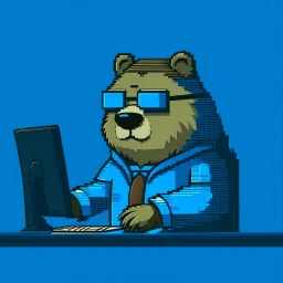 Blue Computer Hacker Golang-Gopher. NFT Pixel Art