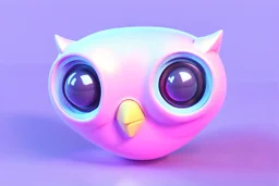 Tiny cute isometric Owl like emoji, Air Quality monitor with LCD display, Cyberpunk, futuristic, heart shape, soft lighting, soft pastel colors, 3d icon clay render, blender 3d, pastel background --v 4 --s 750