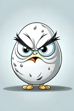 white egg character, very angry, early cartoon style