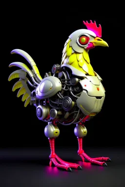 animal CHICKEN robot, sci-fi, cyberpunk, full body, ultra realistic, virtual reality, CLEAN PLAIN BACKGROUND, Aspect Ratios: 9:16