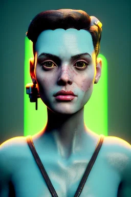 Fashion Portrait, tank girl pin-up, make up, natural busty, retro futuristic style, glow eyes, cinematic, Ultra realistic, wide angle view, soft color, highly detailed, unreal engine 5, ray tracing, RTX, lumen lighting, ultra detail, volumetric lighting, 3d, finely drawn, high definition.