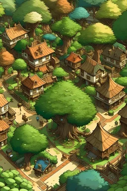 tree top town birds view
