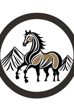 Horse and mountain range graphic logo
