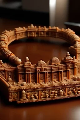 Make necklace realistic showing the story of ram mandir and using that motifs make a modern design but the story should be seen and motifs shall be traditional