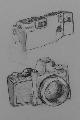 Minimalist drawing of a old camera