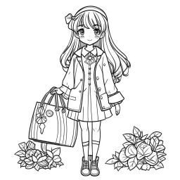 b&w lineart kawaii style fashion, minimalist style, white background, full body, picture, coloring book style on white background, well composed, clean coloring book page, No dither, no gradient, strong outline, No fill, No solids, vector illustration, –ar 9:11 –v 5