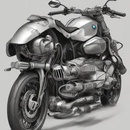 technical concept study, pencil sketch, motorcycle inspired the BMW R 90