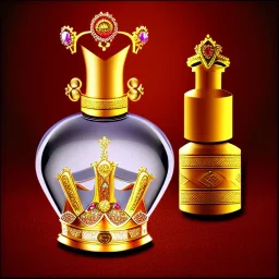 a picture of a crown shaped perfume bottle