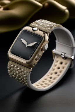 Pair the sleekness of the iced-out Apple Watch against textures that create an interesting contrast, like soft velvet or rough stone, highlighting its elegance.