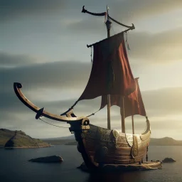 viking ship, 4k, 8k, highly detailed, cinematic, ultra photorealistic, ultra realistic, volumetric lighting, sharp details