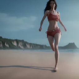 Woman beach running