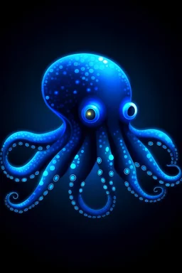 pixelized glowing blue octopus