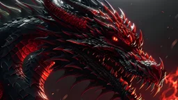 Detailed Illustration of Powerfull Black & Red Dragon 8K High Quality, Thunders Background