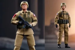 G.I. Joe toy doll soldier nylon Donald Trump, gun,boots, helmet, Trump facial detail,trump