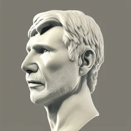 white marble bust of harrison ford, photo realistic, hight definition, 8k