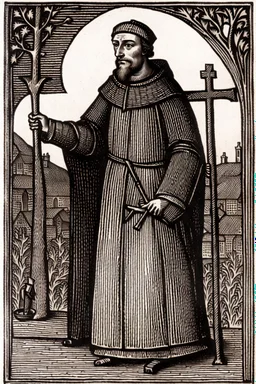 A woodcut image featuring Robert of Loxley