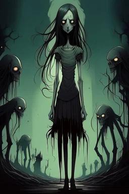 strane tall lady, horror, little nightmare videogames style