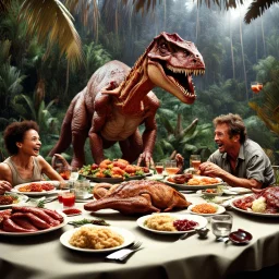 Thanksgiving dinner in Jurassic Park