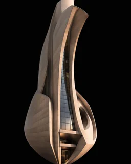 Edificio de concreto, ventanales de vidrio, estilo Zaha Hadid, calidad ultra, hiperdetallado, 8k, 3D