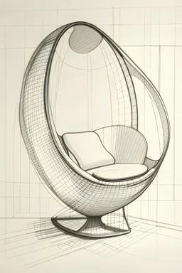 perspective drawing of a egg chair