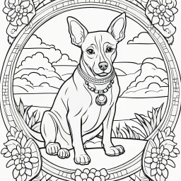 coloring book page of a dog