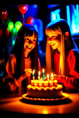 17 yazan mum ile doğum günü kutlayan 2 kız