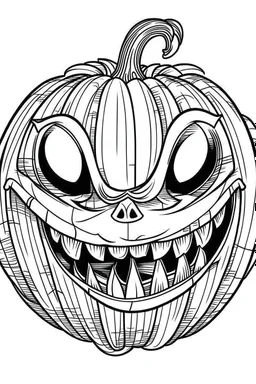 Jack o lantern. Outline, sketch style, only use outline, mandala style, clean line art, white background, no shadows, no clear wall, coloring page. mad face.