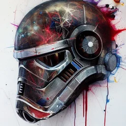 photorealistic star wars helmet with weathered painting , illustration on coarse canvas by <agnes cecile> and <Yoji Shinkawa>, ornate and intricate details , soft smooth lighting, concept art,