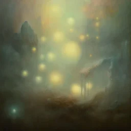 photographic camera in abstract style. fog and smoke in atmosphere. bokeh, lens flare. Dark mood. Dripping paint. oil on canvas, high detailed. beksinski