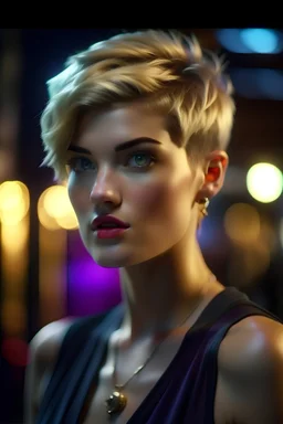 2000 movie, young mix (brooke ence, hilary rhoda, elizabeth debicki), tonedpunk, sleeveless, short hair, 8k uhd, breathtaking masterpiece, intricate film grain, ultra realistic wallpaper, sharp focus bokeh, studio quality perfectionism, by james cameron