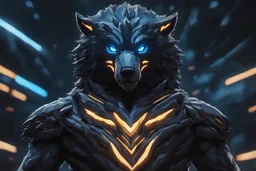 grendel in 8k solo leveling shadow artstyle, ice bear them, blue neon effect, full body, apocalypse, intricate details, highly detailed, high details, detailed portrait, masterpiece,ultra detailed, ultra quality