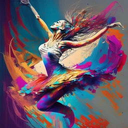 Revolution, dream of freedom, hope, colorful dancer, woman, digital art