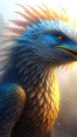 a fantasy-inspired creature that combines the features of a dragon, a lion, and an eagle, photo, science fiction, fantasy, concept art, product photo, hyper realistic, digital art, graffiti, misty, beautiful, divine