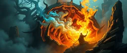 Its ribs are bronze, its heart doth hum, With songs no mortal tongue hath sung, And through its breath of azure mist, There speaketh ghosts of fire and fist.