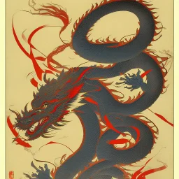 Ukiyo-e style art, dragon