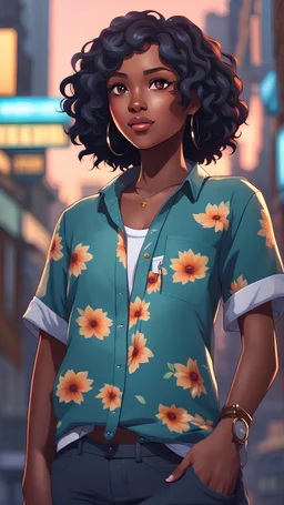 twenty year old black girl with short hair, with casual clothes style, full body, from head to toe, best quality, digital painting, 4k, sharp focus, intricate texture, skin imperfections, blank background. , interactive novel style,bokeh, professional, anime clean drawing,Your Name, 4k, highly detailed, clear lighting, beautiful lighting