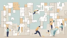 صورة تجسّد رمزية "بناء العادات اليومية الناجحة"، حيث تصور شخصًا يقوم بوضع قطع اللغز في مكانها لتشكيل صورة مكتملة. هذا يرمز إلى عملية تكوين وتطوير العادات الإيجابية خطوة بخطوة لتحقيق الإنتاجية وزيادة مستوى السعادة في الحياة اليومية.