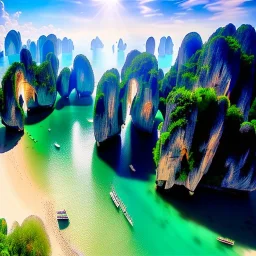 Railay West, Thailand,aerial view,cloudy,extremely detailed digital painting, high resolution,8k, realistic, beautiful, volumetric lighting, mystical colors ,perfectly centered image, perfect composition, rim light, beautiful lighting,masterpiece, stunning scene, raytracing, anatomically correct, in the style Van Gogh and robert e howard and Ken Kelley and Ohrai Noriyoshi and Simon Bisley and tomzj1.