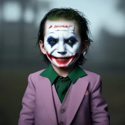 Joker toddler, real, full body, tokio background, dramatic lighting, hyper realistic, 8k