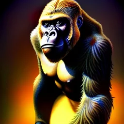 ultra detailed fullbody portrait in oil of King Kong, extremely detailed digital painting, extremely detailed face,crystal clear eyes, in the style of Keith Parkinson and Ohrai Noriyoshi and Ken Kelley robert e howard and pablo oliveira , mystical colors, perfectly centered image, perfect composition, rim light, beautiful lighting,8k, stunning scene, raytracing